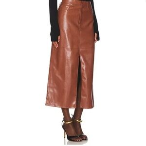 Blank NYC Faux Leather Midi Skirt In Brown Size 24